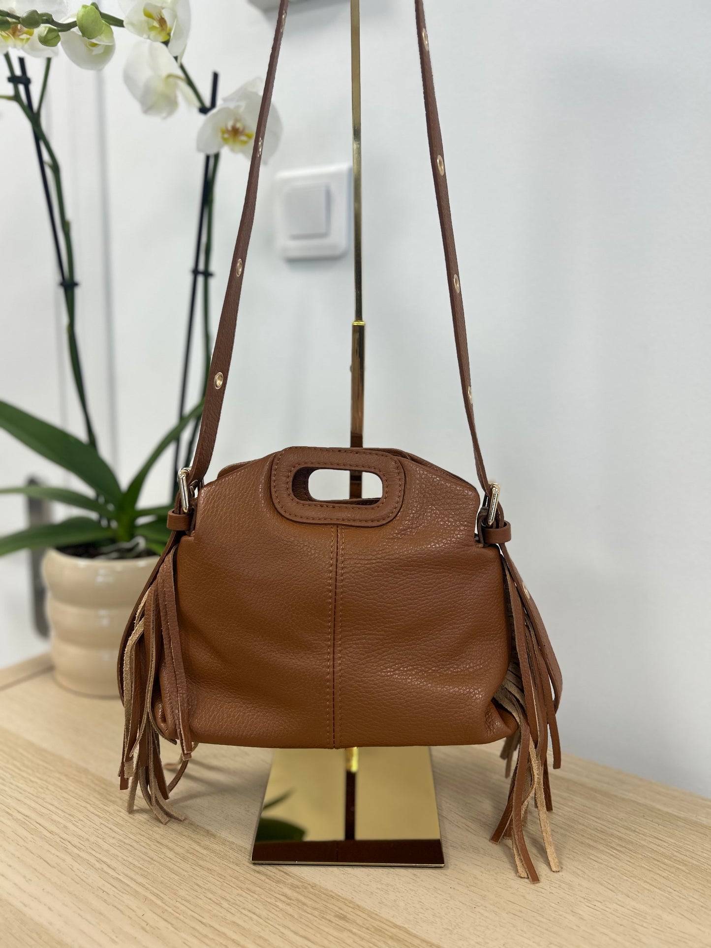 Sac cuir lisse camel MAEVA