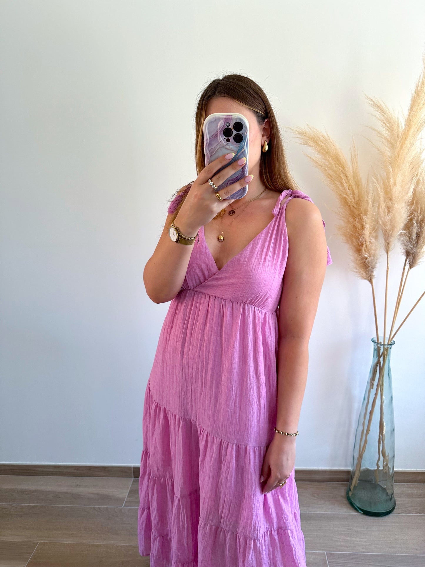 Robe longue rose VALENTINA