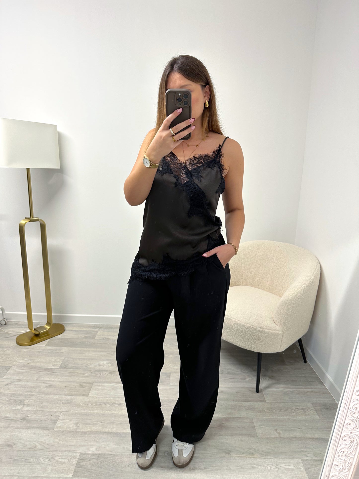 Top dentelle marron JANICE