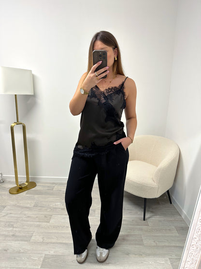 Top dentelle marron JANICE