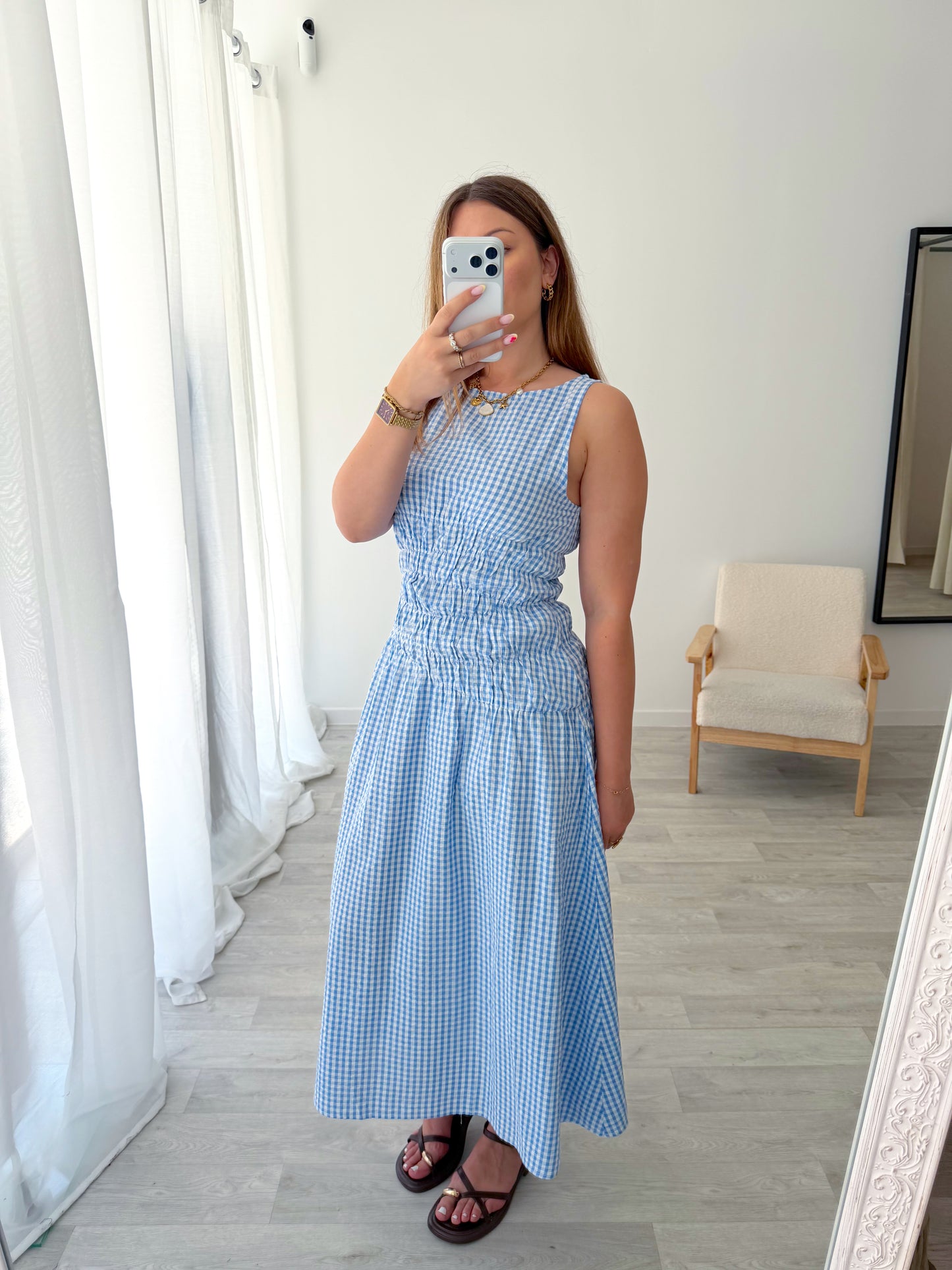 Robe longue bleue VICHY