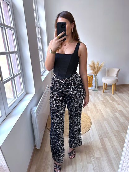 Pantalon noir pailleté HERA