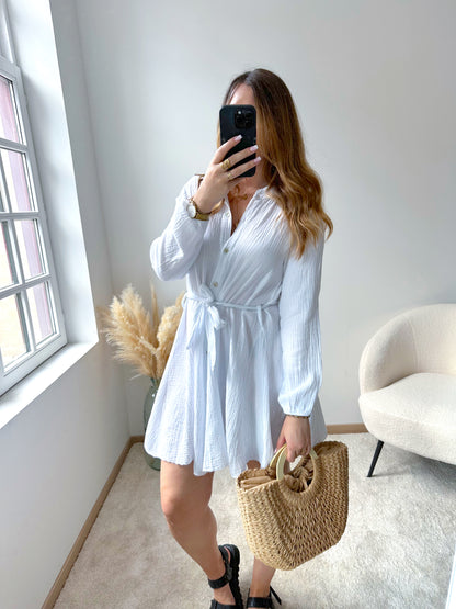 Robe gaze de coton blanche MYSTA