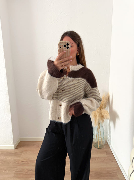 Gilet rayé marron MARTHA