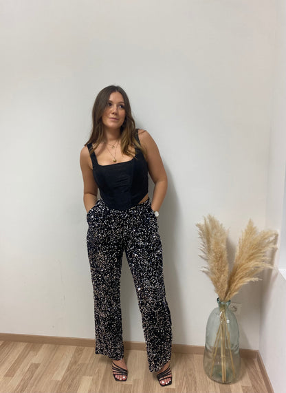 Pantalon noir pailleté HERA