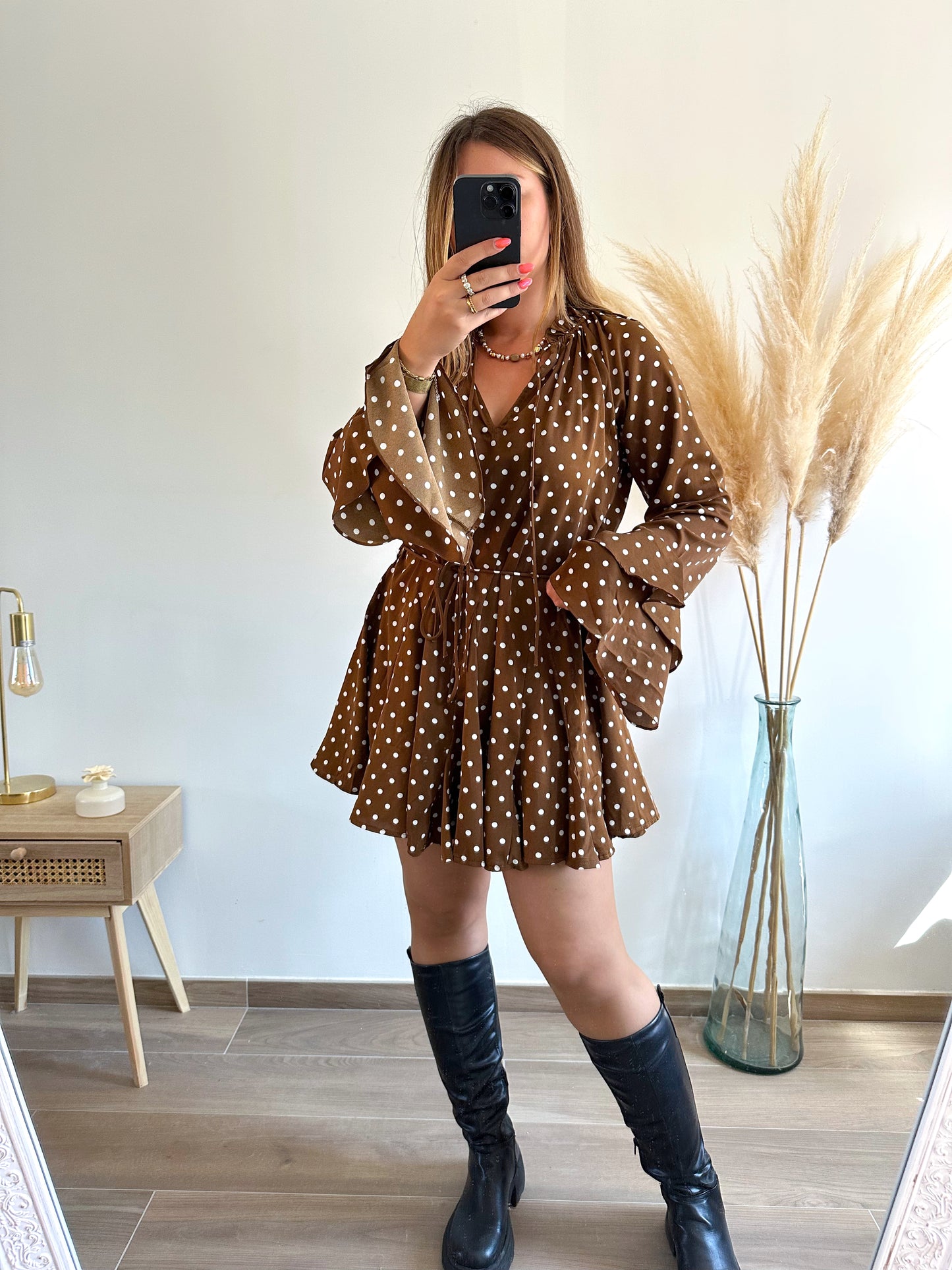 Robe marron à pois SIANA