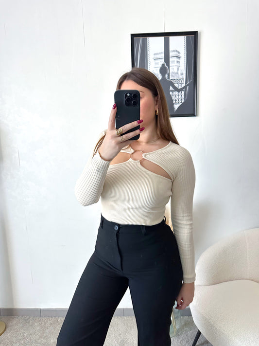 Top a découpes beige LORENA