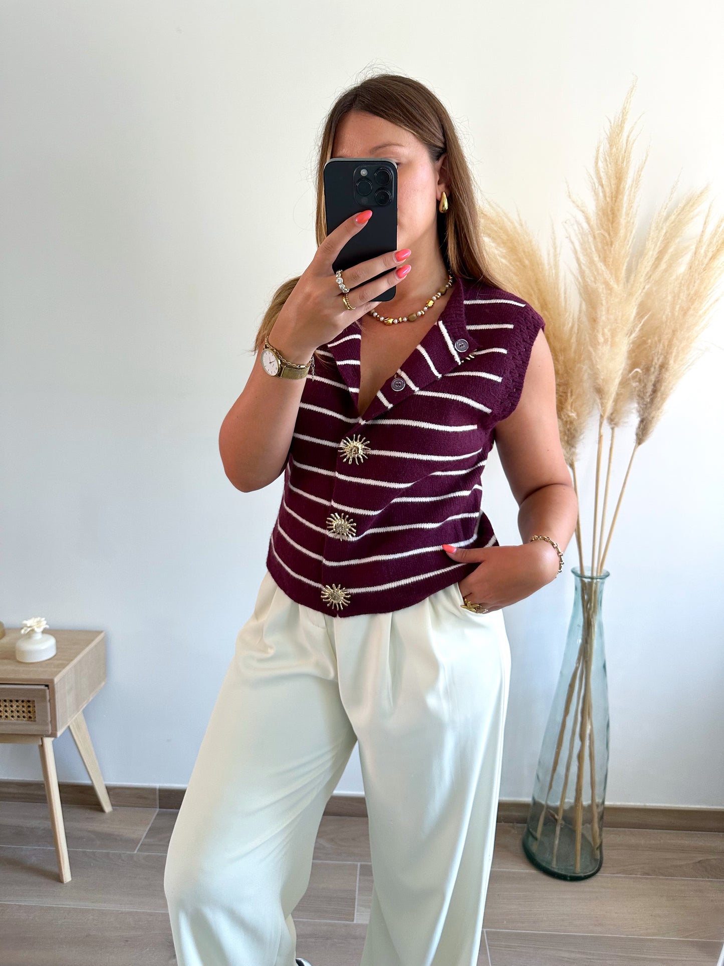 Pull rayé bordeaux JAOUEN