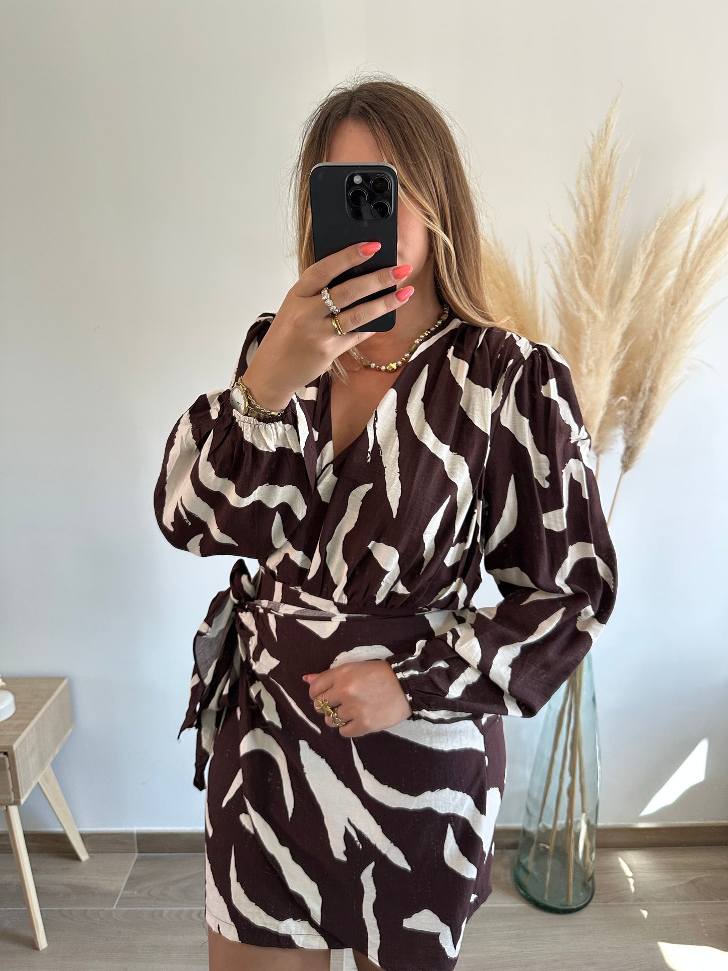 Robe drapée marron ELORIE