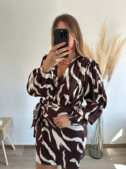 Robe drapée marron ELORIE