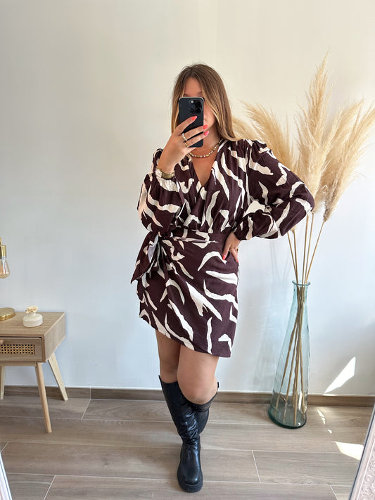 Robe drapée marron ELORIE