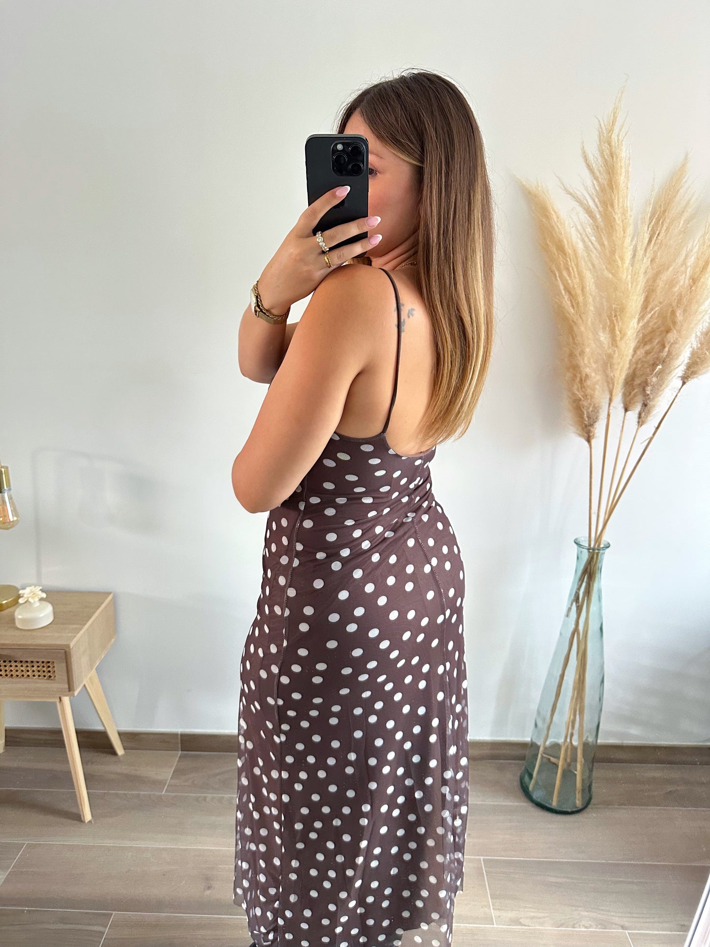 Robe marron à pois ENORA