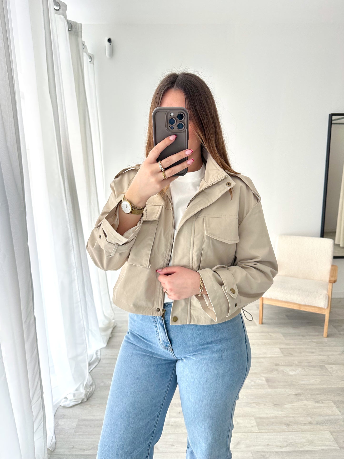 Veste courte beige LAURA