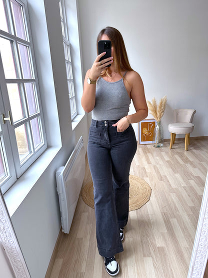 PAOLINA dark gray high-waisted jeans