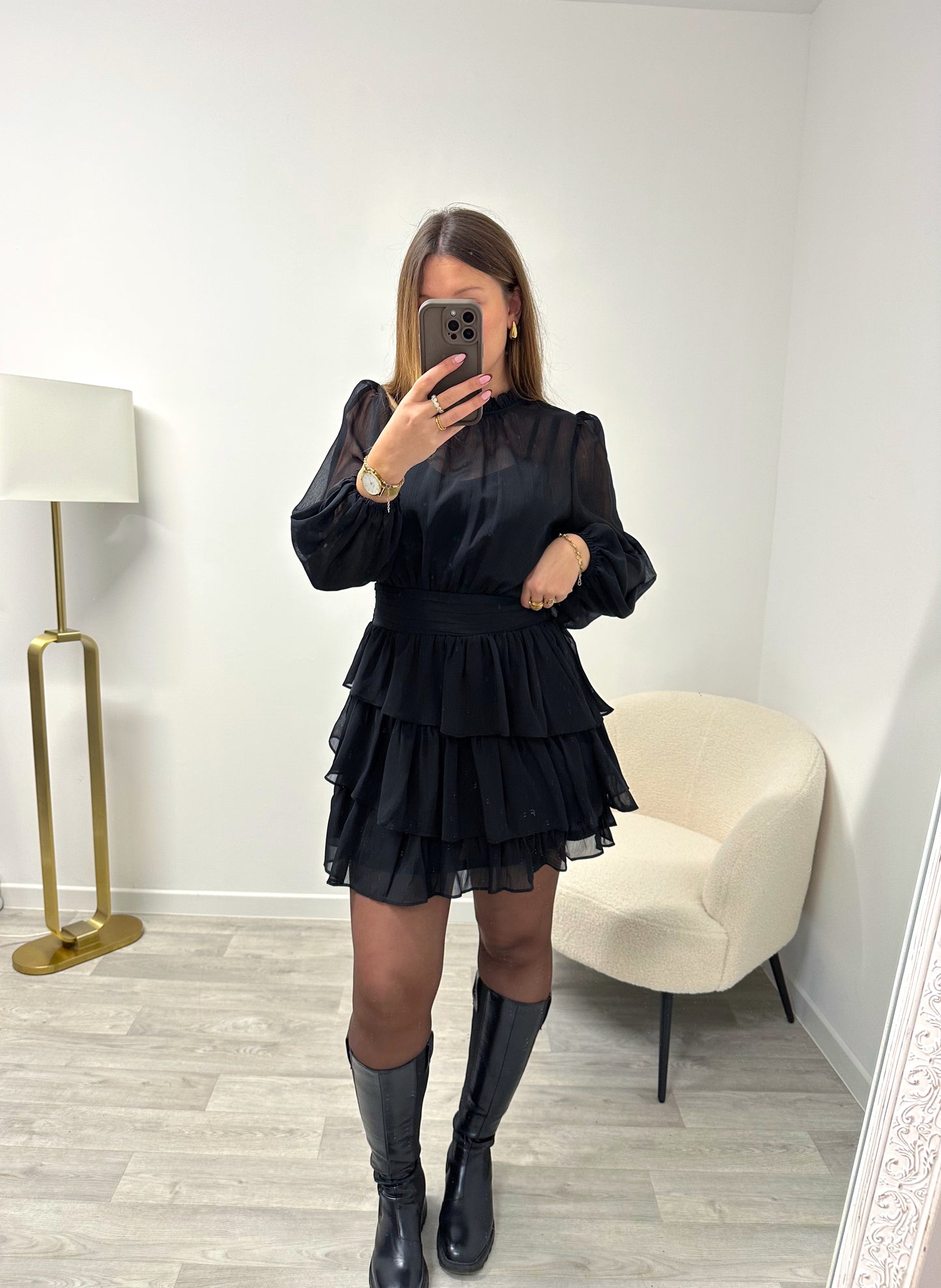 Robe noire voile AURELA