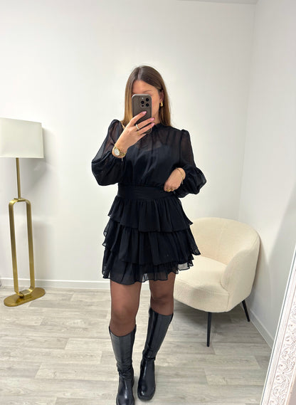 Robe noire voile AURELA