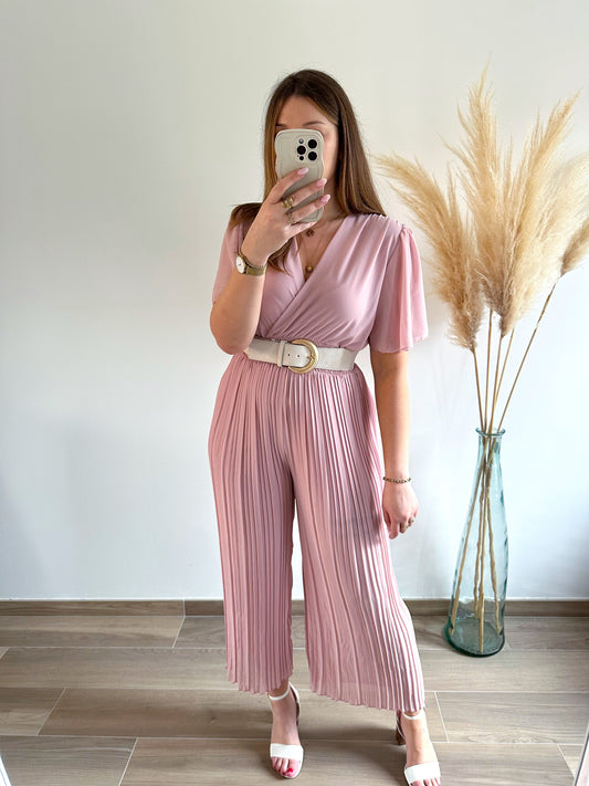 Combinaison plissée rose poudré THEA