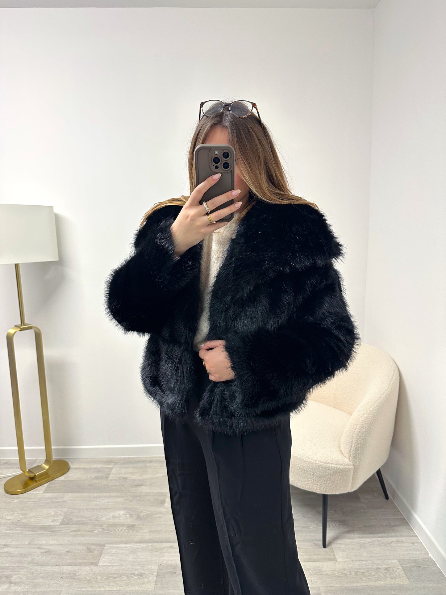 Veste fourrure noire ORA