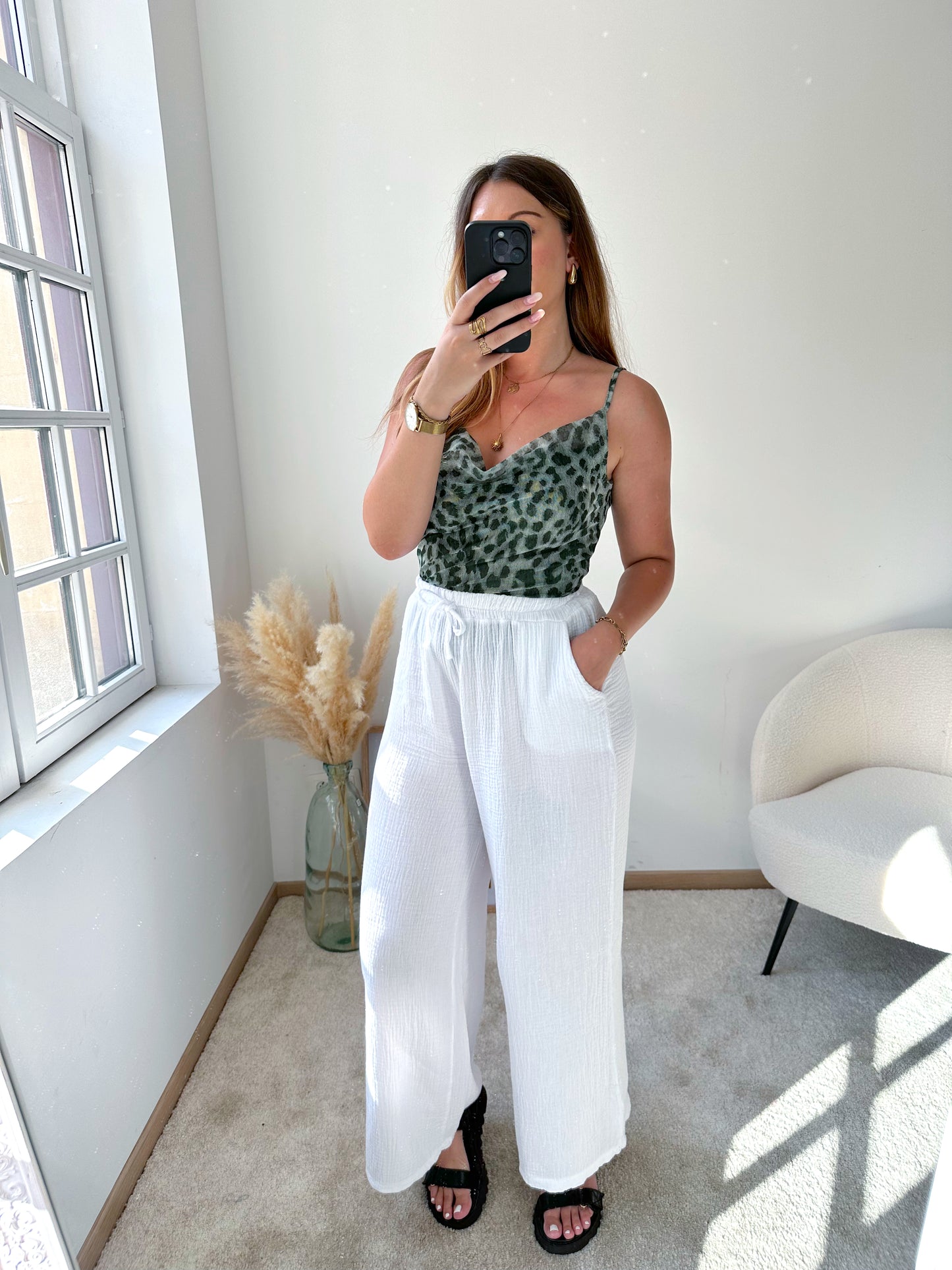 Pantalon gaze de coton blanc IVY