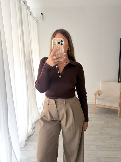 Pull marron LEONARD