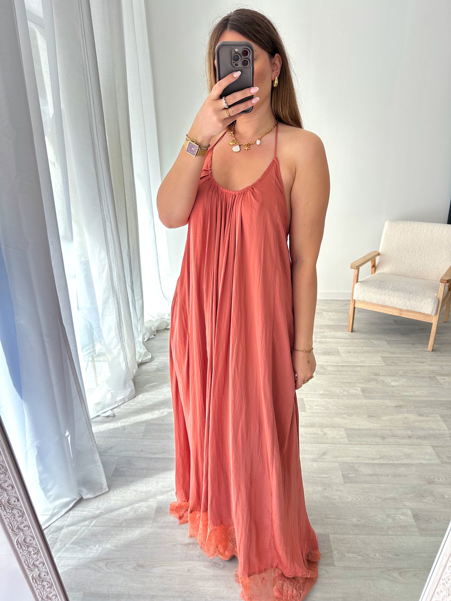 Robe longue terracotta DANA