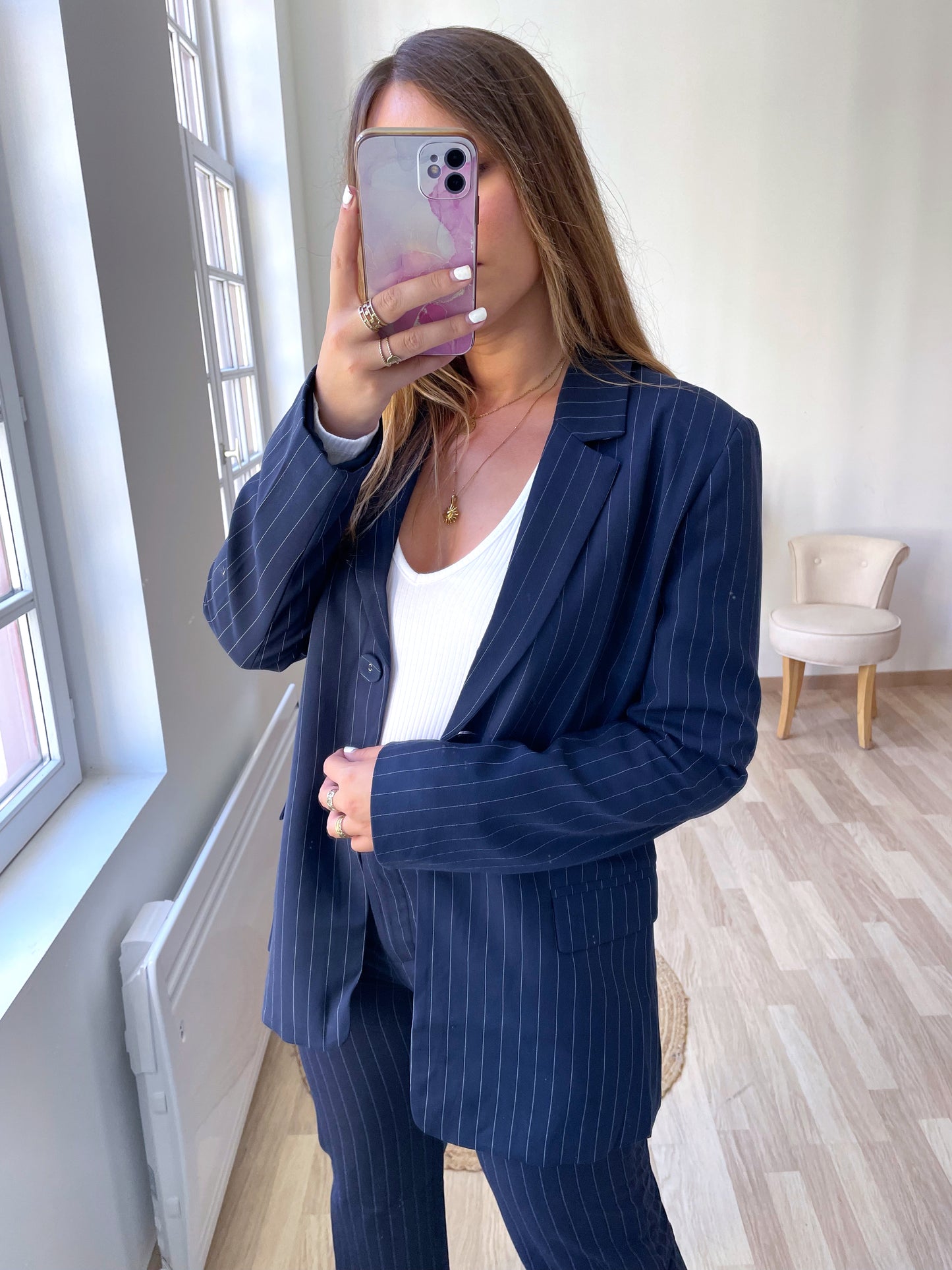 CASEY blue striped blazer