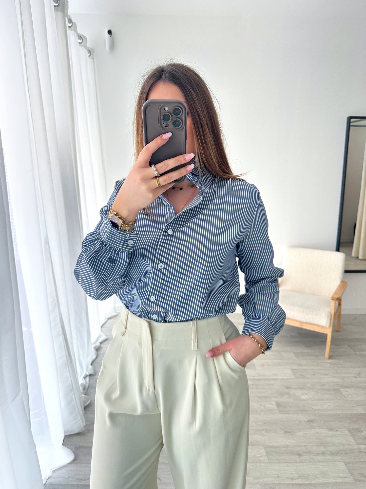 Chemise rayée marine AZILIS