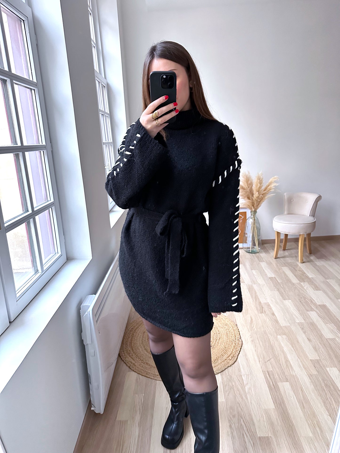 Robe pull noire EDNA