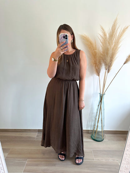 Robe longue chocolat HORTENSE