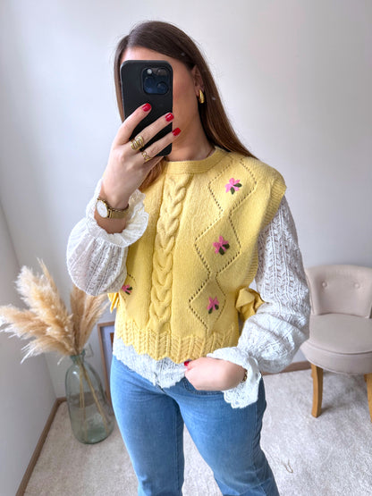 Pull sans manches jaune AZALEE