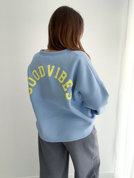 Sweat bleu GOODVIBES