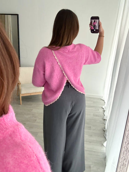 Pull rose croisé CASSANDRA