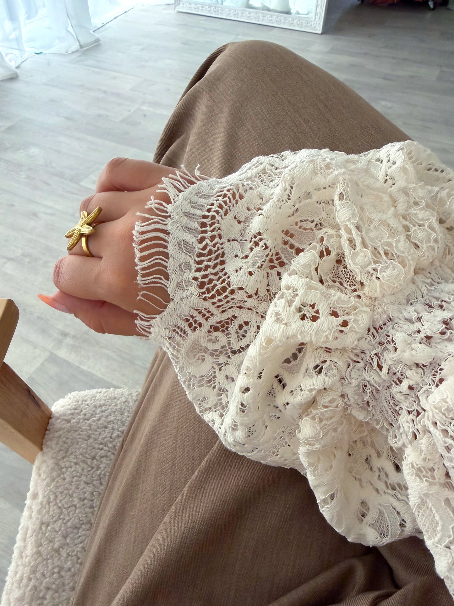 Blouse dentelle écru OLGA