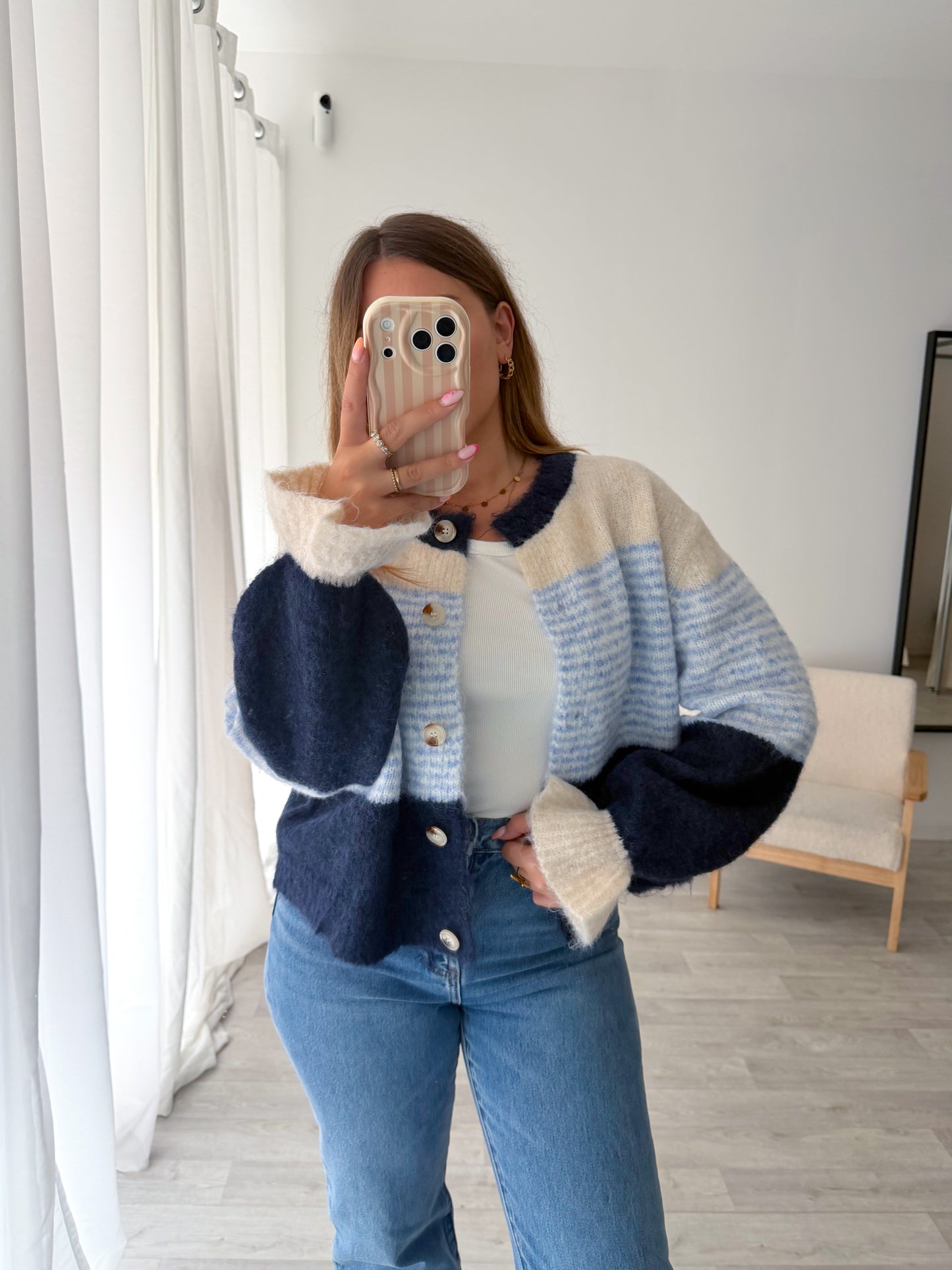 Gilet rayé bleu MARTHA