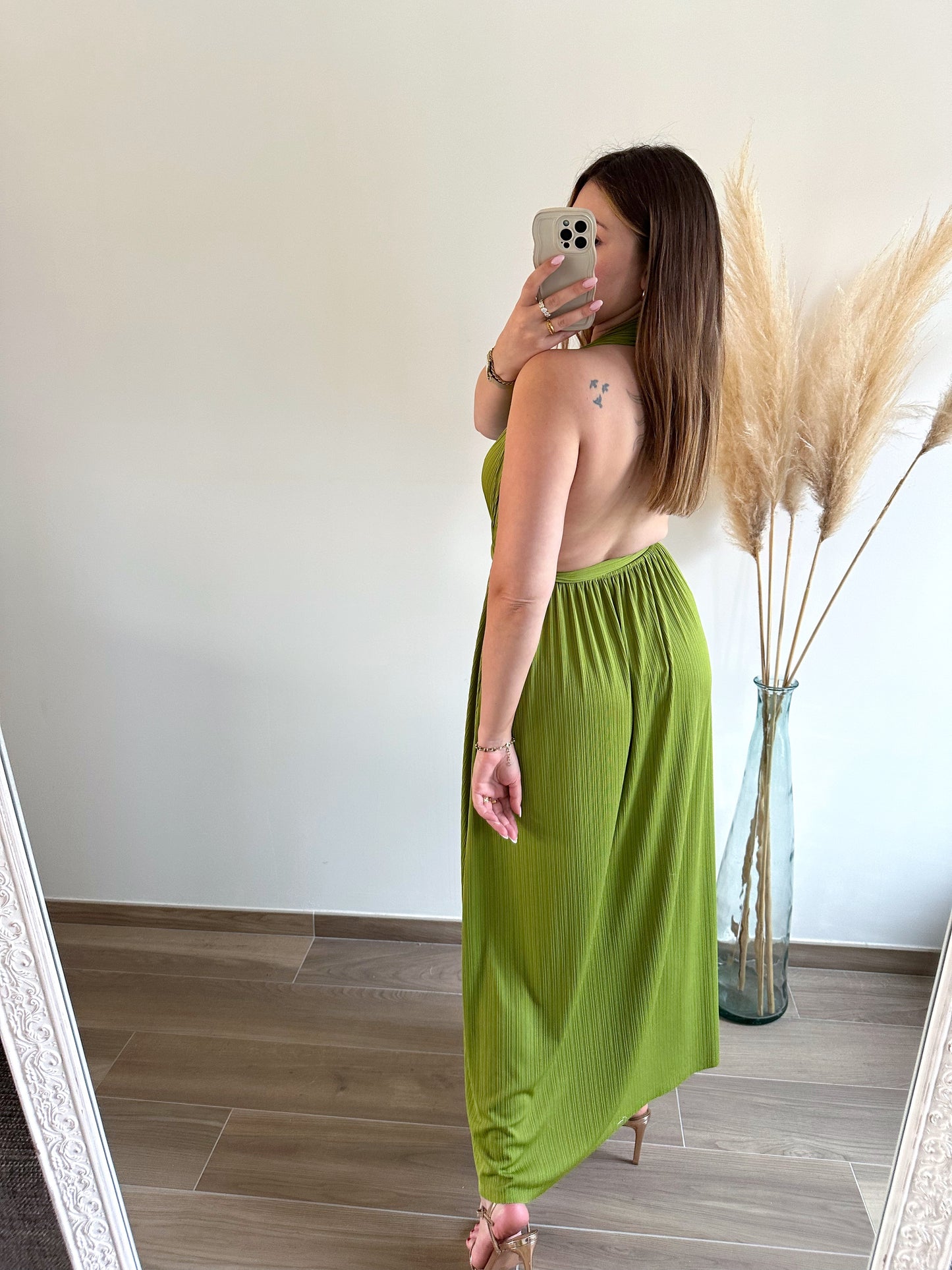 Robe longue verte CARLA