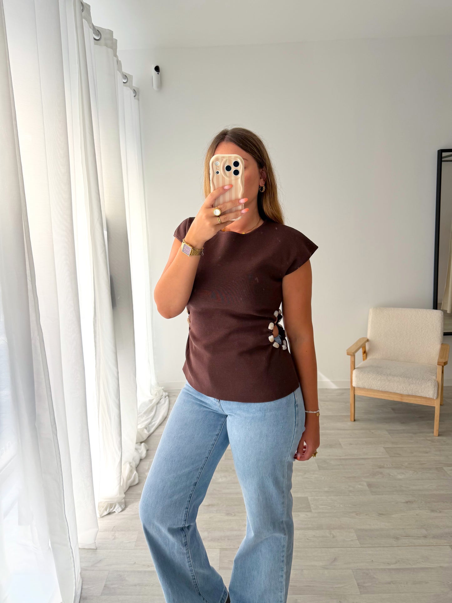 Top maille marron PALOMA