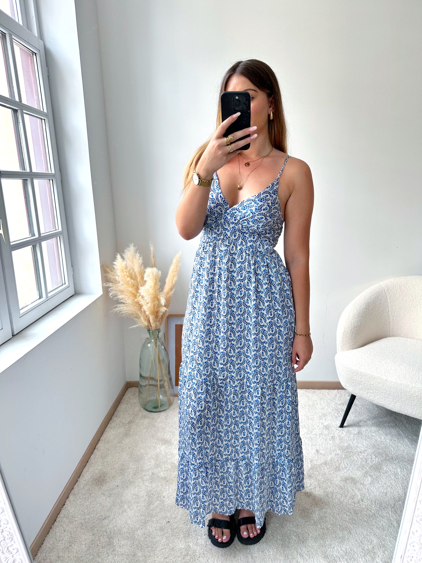 JANI blue printed long dress