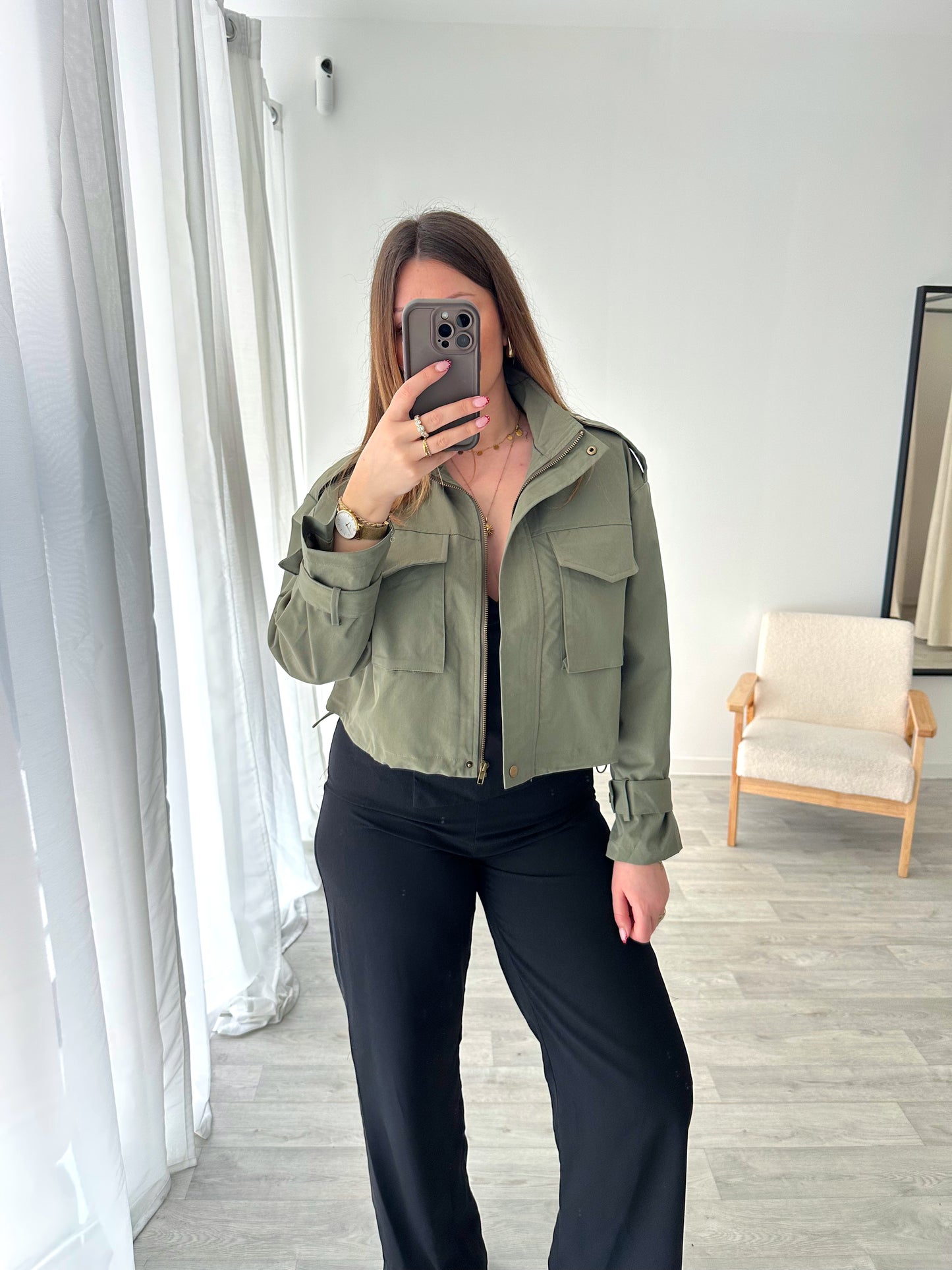 Veste courte kaki LAURA