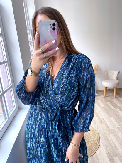 Robe longue imprimé bleu MAYANA