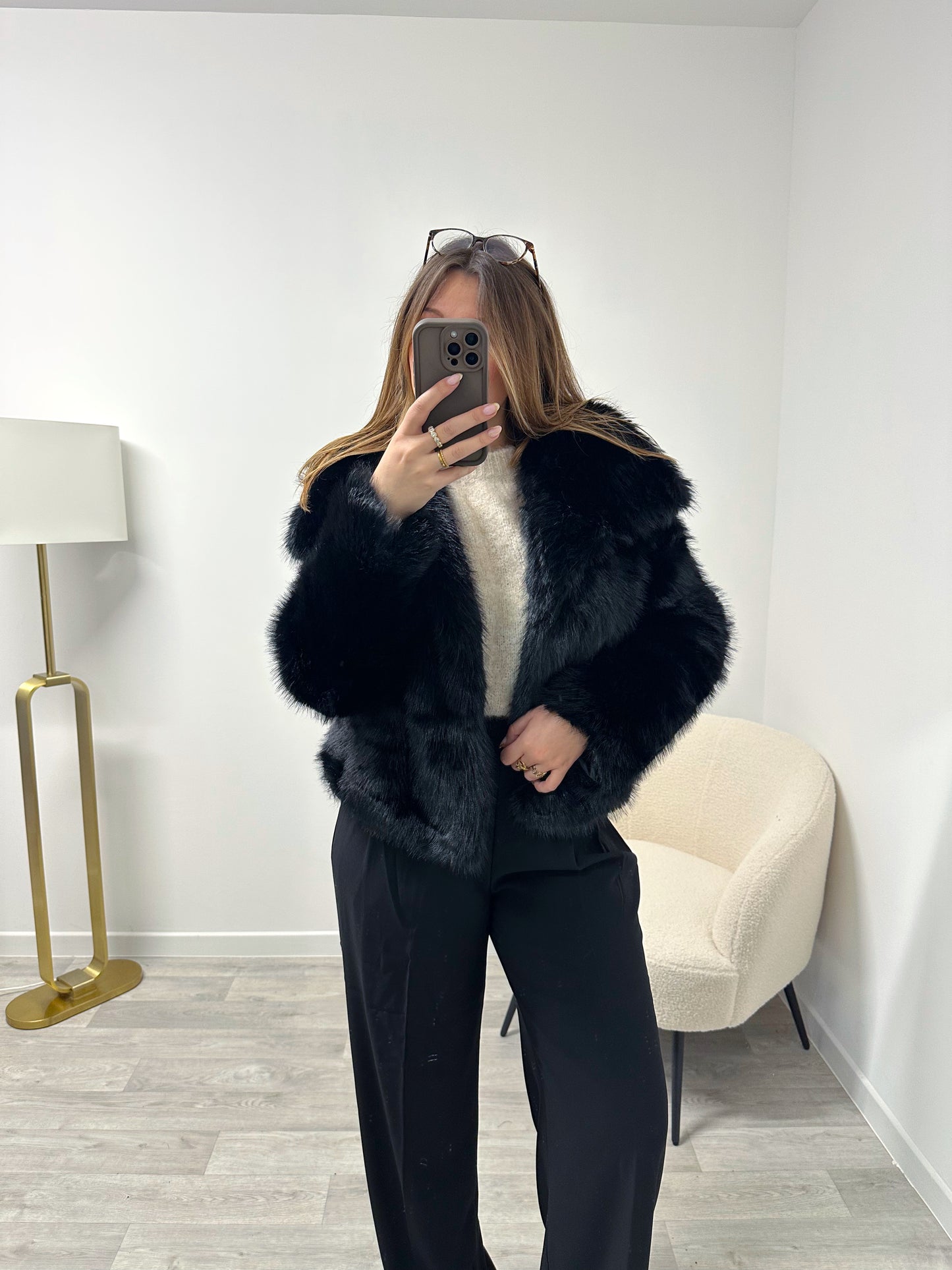 Veste fourrure noire ORA