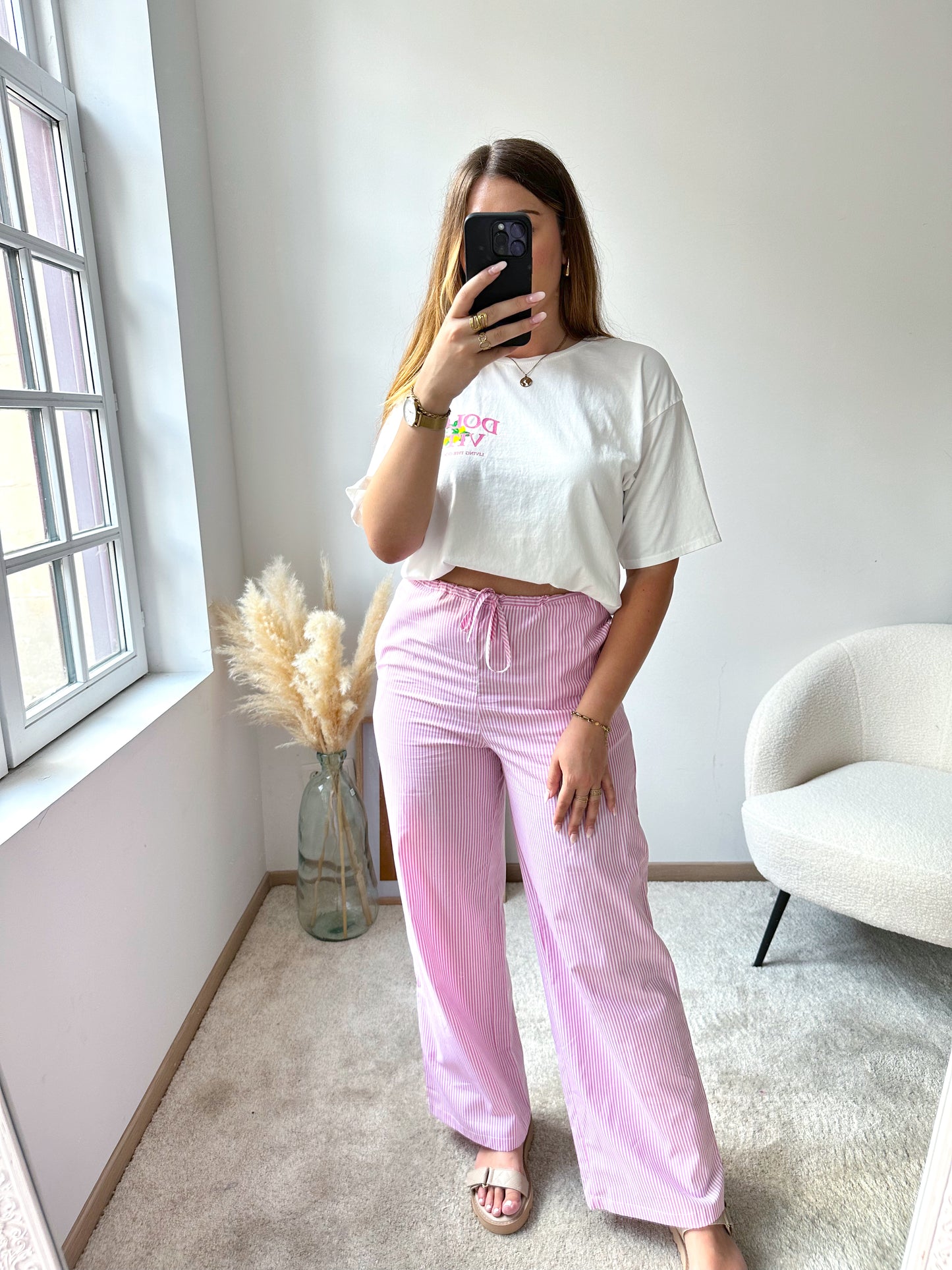 Pantalon rayé rose ILANA