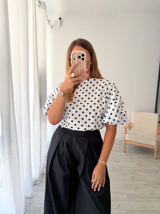 Blouse blanche à pois LUNA