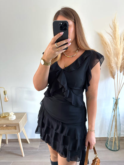 Robe noire volants ELY