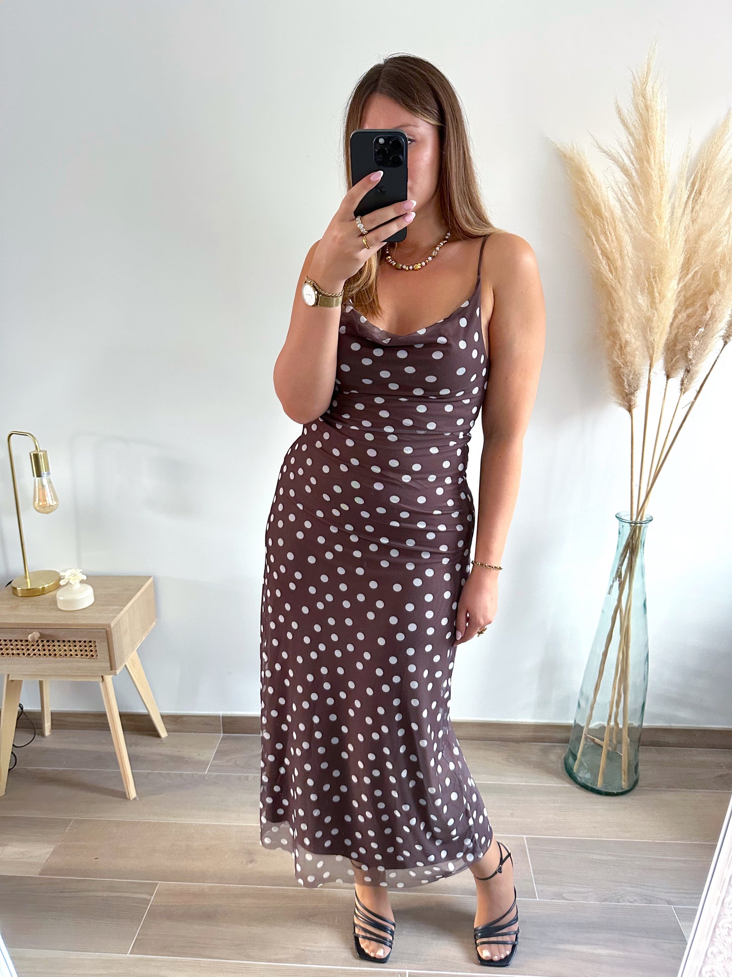 Robe marron à pois ENORA