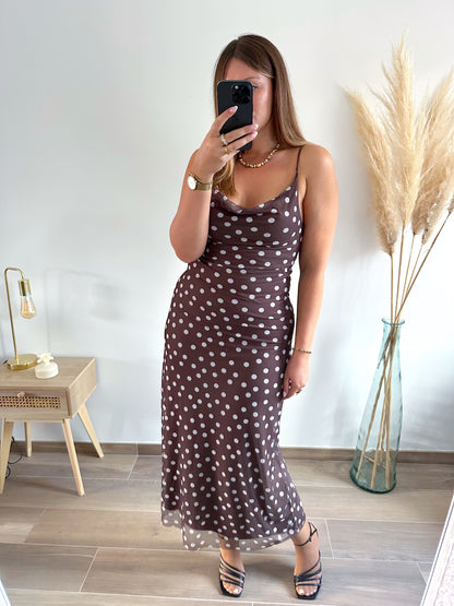 Robe marron à pois ENORA
