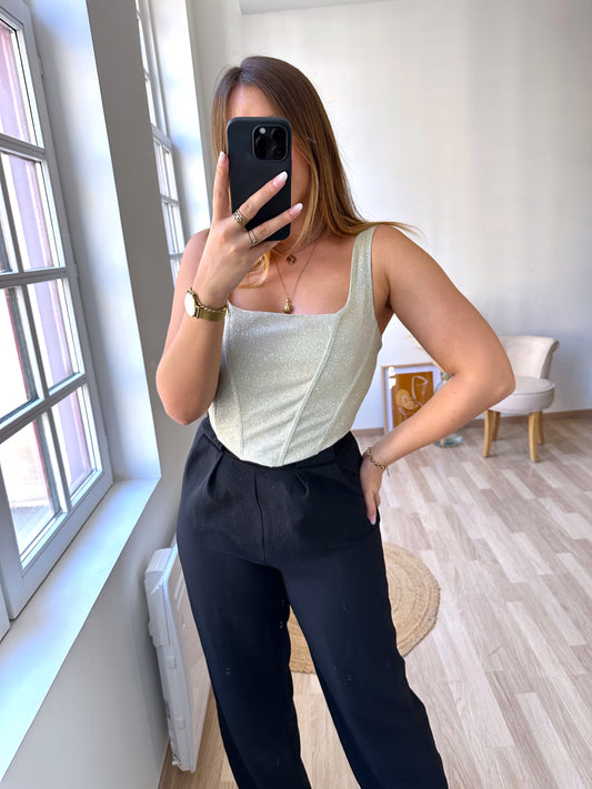 Top corset beige GLITTER