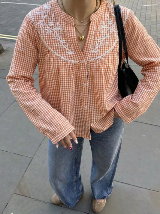 Blouse carreaux rouille