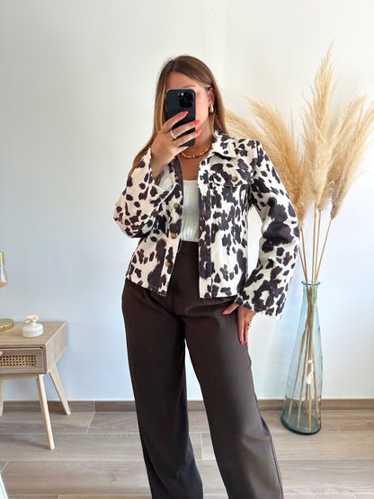 Veste en jean imprimée COW