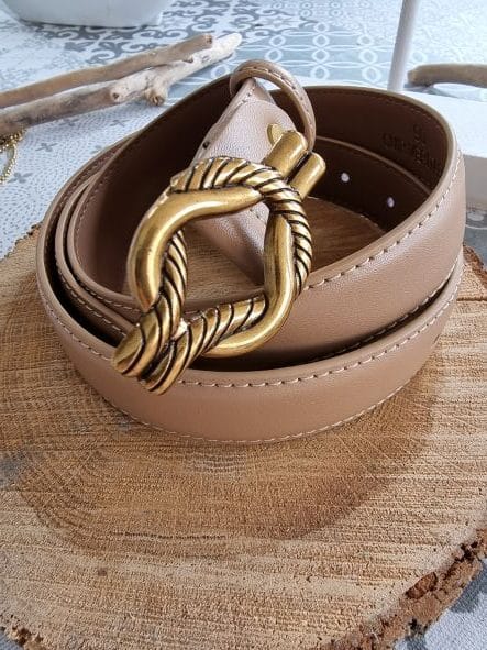 Ceinture en cuir beige BRUNA