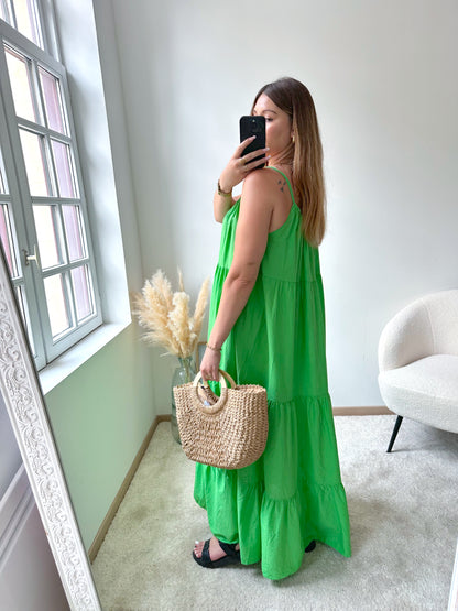 Robe coton maxi verte SIMONA